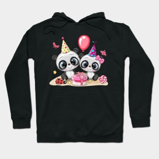 Two pandas are celebrating a birthday. Hoodie